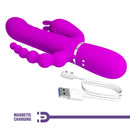 Pretty Love Cammy Triple Pleasure Vibrator with Anal Beads (Fuchsia)