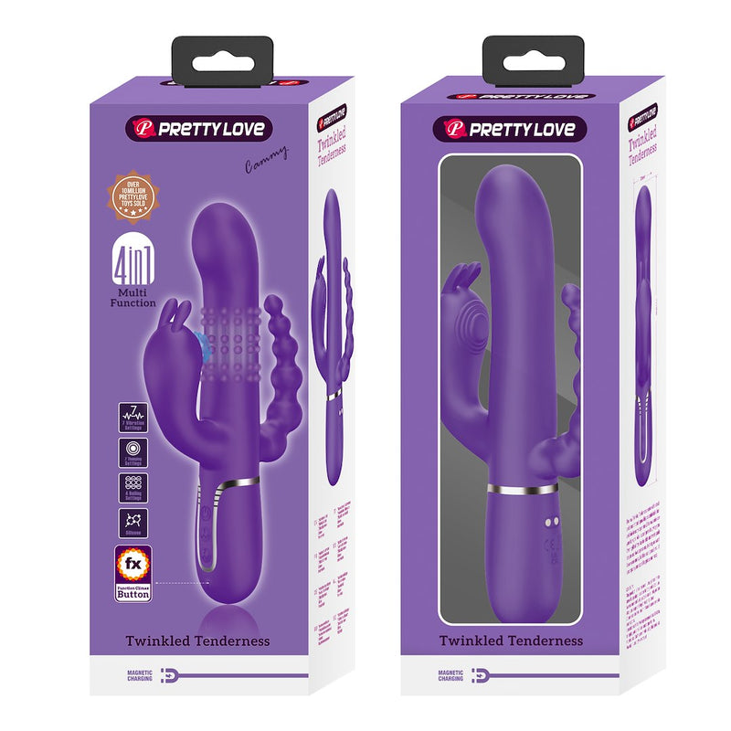 Pretty Love Cammy Triple Pleasure Vibrator with Anal Beads Purple