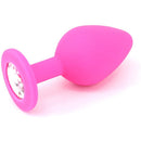 Small Pink Silicone Butt Plug with Crystal Clear Jewel