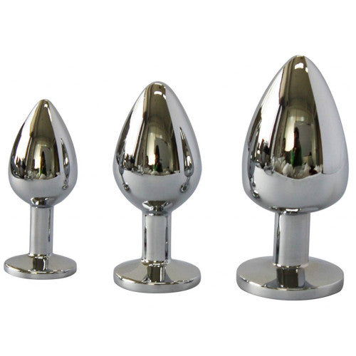 MEDIUM Metal Butt Plug Crystal Clear Gem 8cm