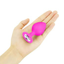 Small Pink Silicone Butt Plug with Crystal Clear Jewel