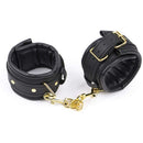Black Leather Padded ANKLE Leg Cuffs with Golden Chain