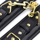 Black Leather Padded ANKLE Leg Cuffs with Golden Chain