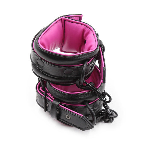 Black Pink Leather Padded ANKLE Leg Cuffs