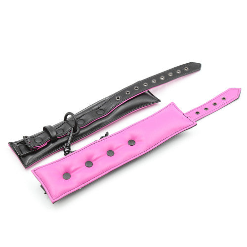 Black Pink Leather Padded ANKLE Leg Cuffs