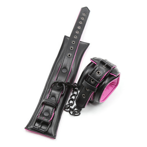 Black Pink Leather Padded ANKLE Leg Cuffs