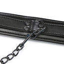 Bdsm Black foam padded Leather Neck Metal Chain Leash
