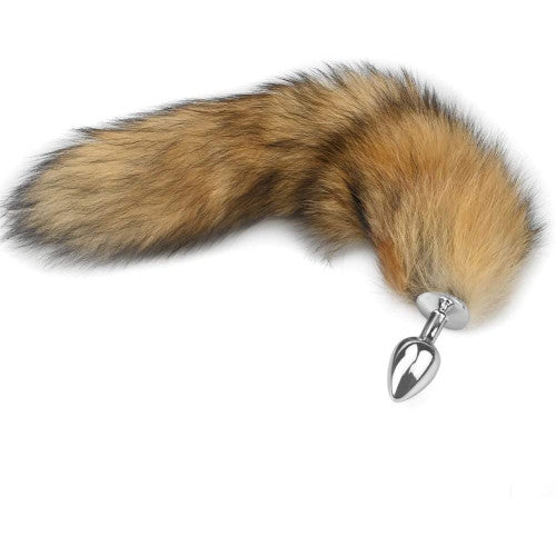 Authentic Fox fur Tail with metal butt plug MEDIUM