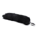 Black Faux Fur Tail with metal butt plug-MEDIUM