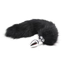 Black Faux Fur Tail with metal butt plug-SMALL