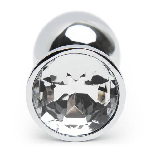 LARGE Clear Crystal Metal Butt Plug Anal Jewel 9 cm