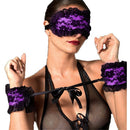 Naughty Toys Purple Lace-Satin Blindfold with Hand Cuffs