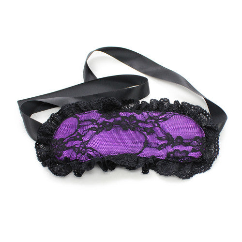Naughty Toys Purple Lace-Satin Blindfold with Hand Cuffs