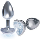 Medium Heart Base Metal Butt Plug Clear 8cm