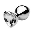 Medium Heart Base Metal Butt Plug Clear 8cm