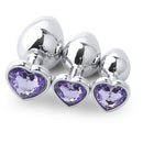 SMALL Heart Base Metal butt plug Sparkling Purple 7 cm