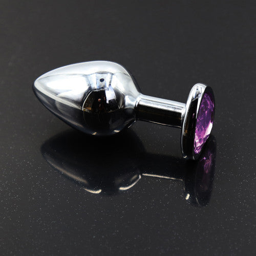 SMALL Heart Base Metal butt plug Sparkling Purple 7 cm