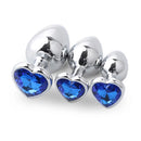 SMALL Heart Base Metal butt plug Sparkling Blue 7 cm