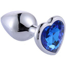 SMALL Heart Base Metal butt plug Sparkling Blue 7 cm