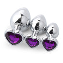 SMALL Heart Base Metal butt plug Violet 7 cm