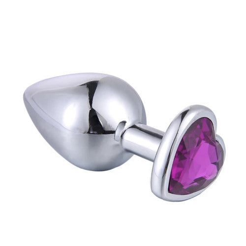 SMALL Heart Base Metal butt plug Violet 7 cm