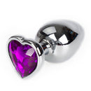 SMALL Heart Base Metal butt plug Violet 7 cm