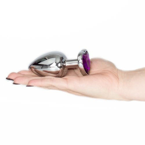 LARGE Heart Base Metal butt plug Violet 9 cm