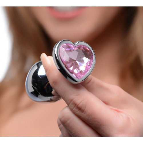 LARGE Heart Base Metal butt plug Pink 9 cm