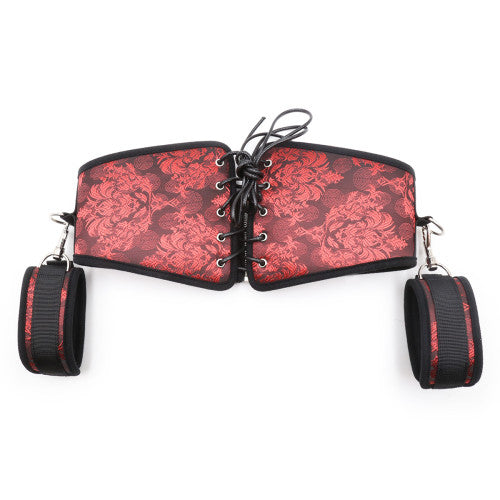 Six Piece Red Satin Bondage Set for Women