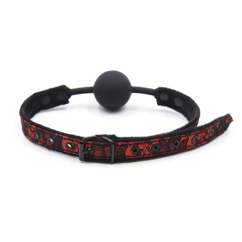 Black Ball Gag with Lacy Strap
