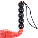 Red Mini silicone flogger with 6 beads handle 22 cm