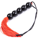 Red Mini silicone flogger with 6 beads handle 22 cm