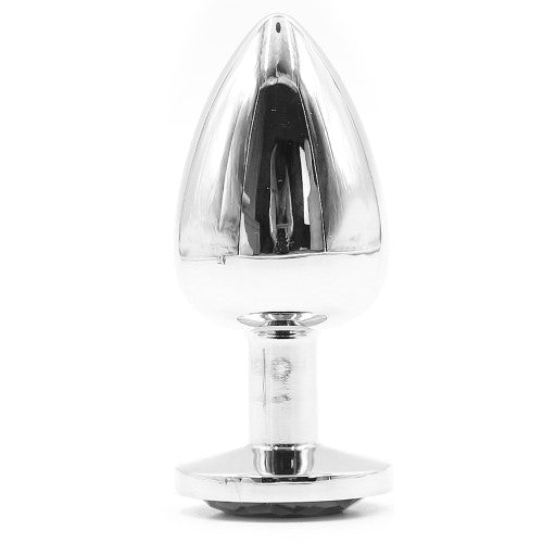 Jeweled Metal Butt Plug MEDIUM BLACK 8 cm