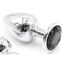 Jeweled Metal Butt Plug MEDIUM BLACK 8 cm