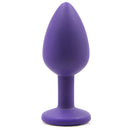 Small PURPLE silicone butt plug with CLEAR Jewel