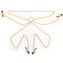 Golden Necklace Chain with Adjustable Nipples and Labia Clamps