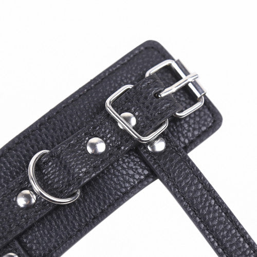 Leather cock ring with metal chain leash