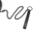 Bdsm Black foam padded Leather Neck Metal Chain Leash