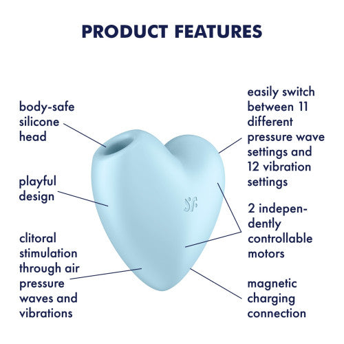 Satisfyer Cutie Heart air-pulse waves vibrations clitoral stimulator light blue