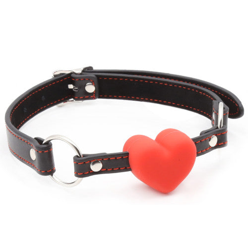 Adjustable mouth gag Red Silicone heart Ø 3.5
