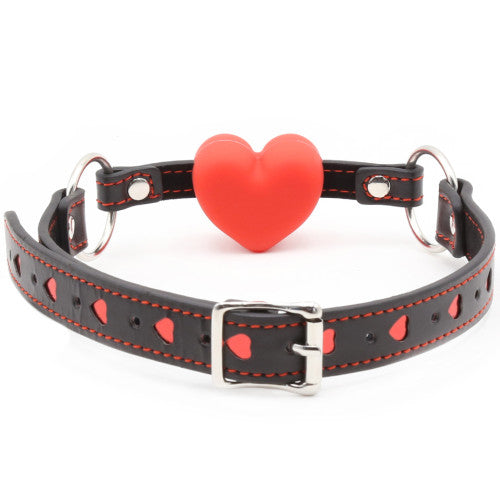 Adjustable mouth gag Red Silicone heart Ø 3.5