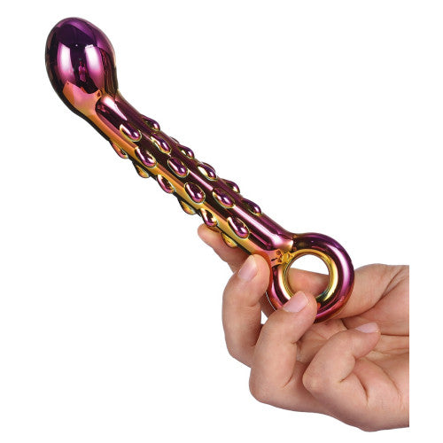 Glamour Glass Ribbed G-Spot Dildo 18cm x Ø 3,4cm