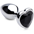 LARGE heart base metal butt plug BLACK 9 X Ø 4 cm