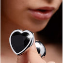 LARGE heart base metal butt plug BLACK 9 X Ø 4 cm