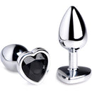 LARGE heart base metal butt plug BLACK 9 X Ø 4 cm