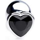 LARGE heart base metal butt plug BLACK 9 X Ø 4 cm