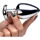 LARGE heart base metal butt plug BLACK 9 X Ø 4 cm