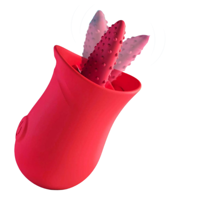 Red silicone vibrating Licking Tongue rose Flower