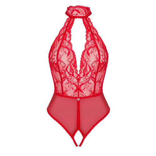 Obsessive Dagmarie crotchless red teddy