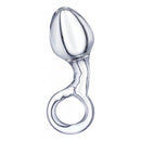 Small glass butt plug with retrieval ring 13 x Ø 3.3 cm